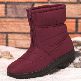 女士加绒前拉链及踝雪地靴