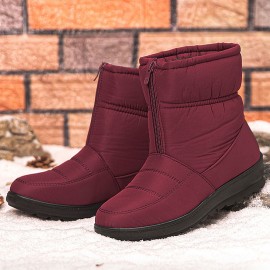女士加绒前拉链及踝雪地靴