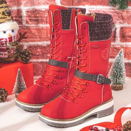女士复古侧拉链及膝雪地靴