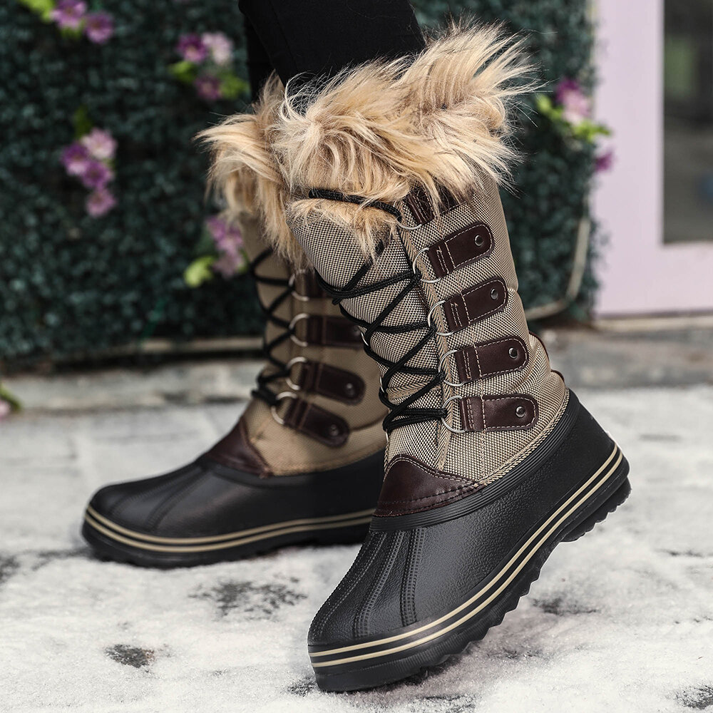 女士中筒毛绒雪地靴——保暖防滑