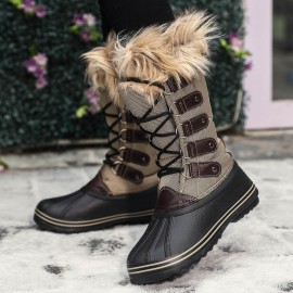 女士中筒毛绒雪地靴——保暖防滑