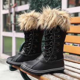 女士中筒毛绒雪地靴——保暖防滑
