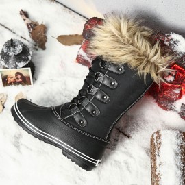 女士中筒毛绒雪地靴——保暖防滑