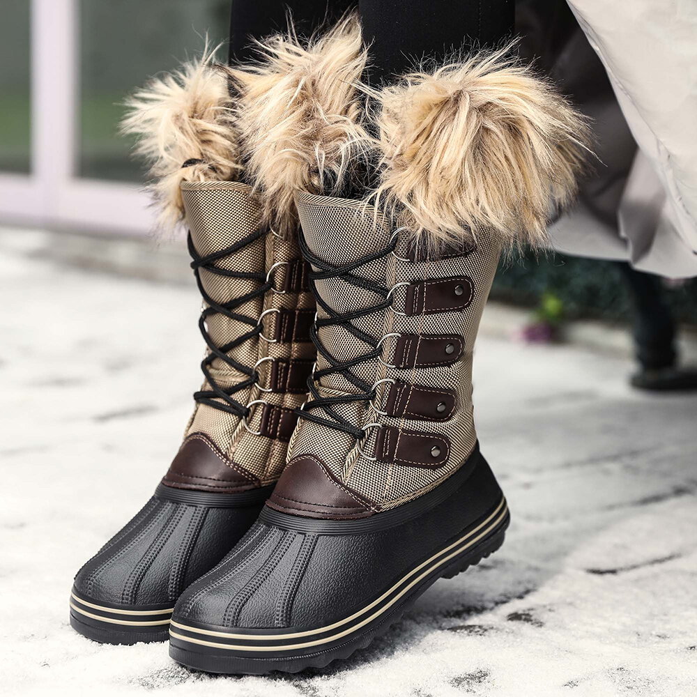女士中筒毛绒雪地靴——保暖防滑