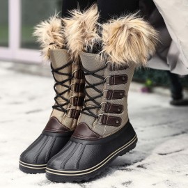 女士中筒毛绒雪地靴——保暖防滑