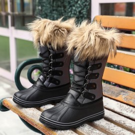 女士中筒毛绒雪地靴——保暖防滑