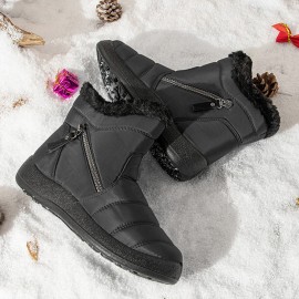 女士防水雪地靴(侧边拉链+加厚保暖内里)