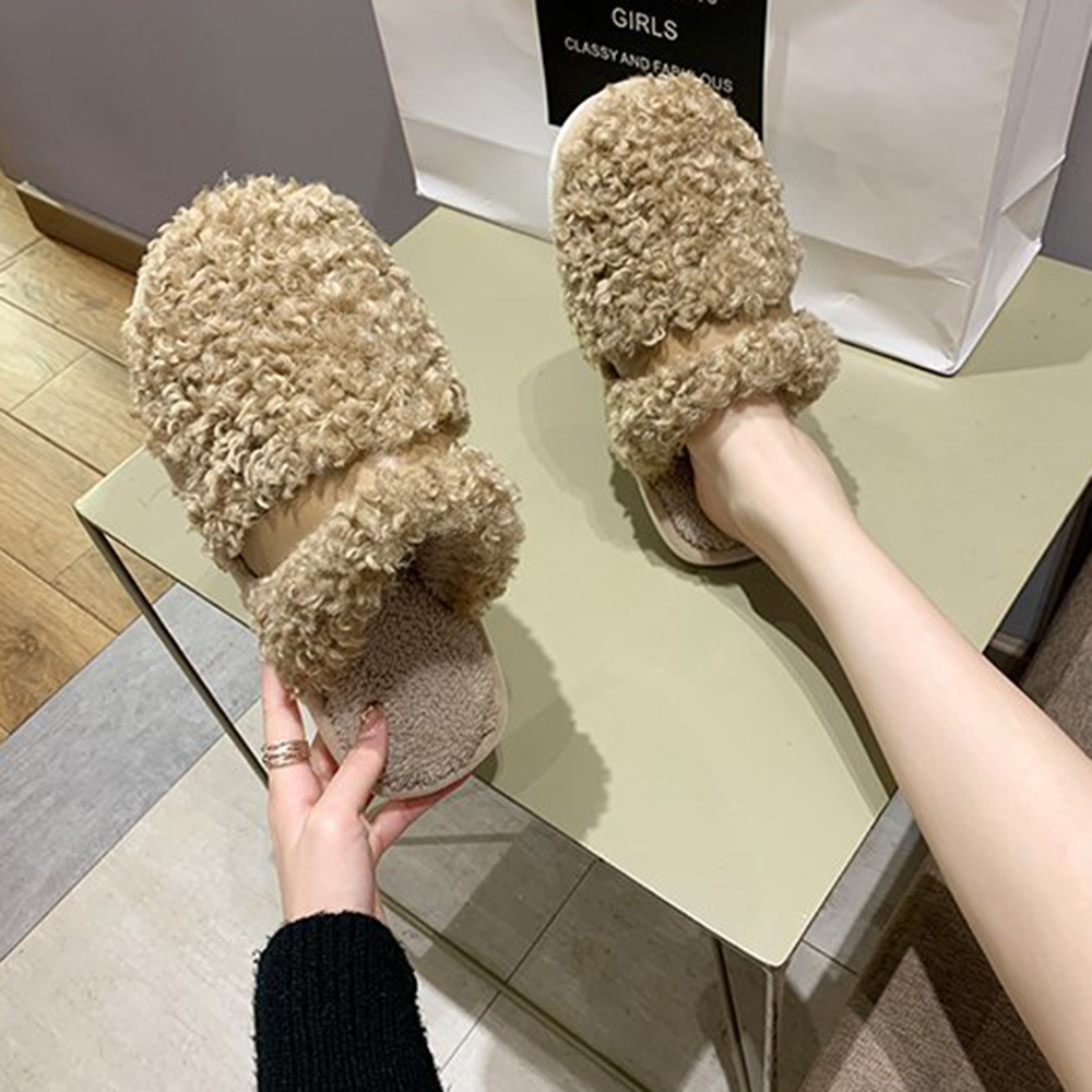 毛绒内里拖鞋侧面图