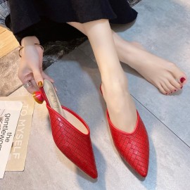 女士休闲尖头锥形跟乐福鞋——PU材质，橡胶鞋底