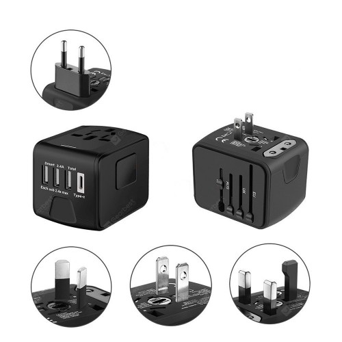 4-Port USB Universal Travel Adapter (US/UK/EU/AU)