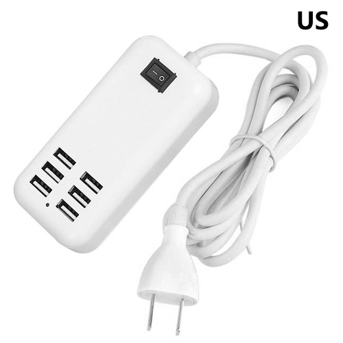 20W 6-Port Smart USB Travel Charger with EU/US/UK Plug Adapters