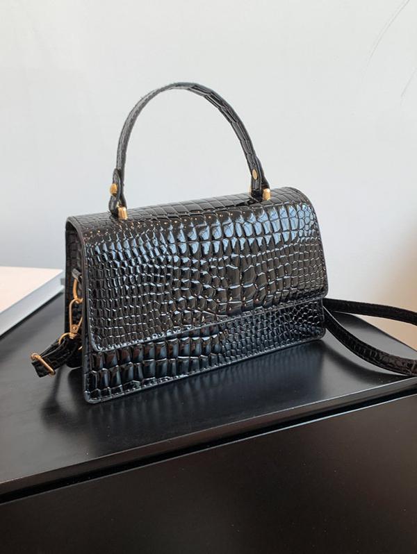 Women's Daily Embossed Textured Top Handle Crossbody Flap Bag
