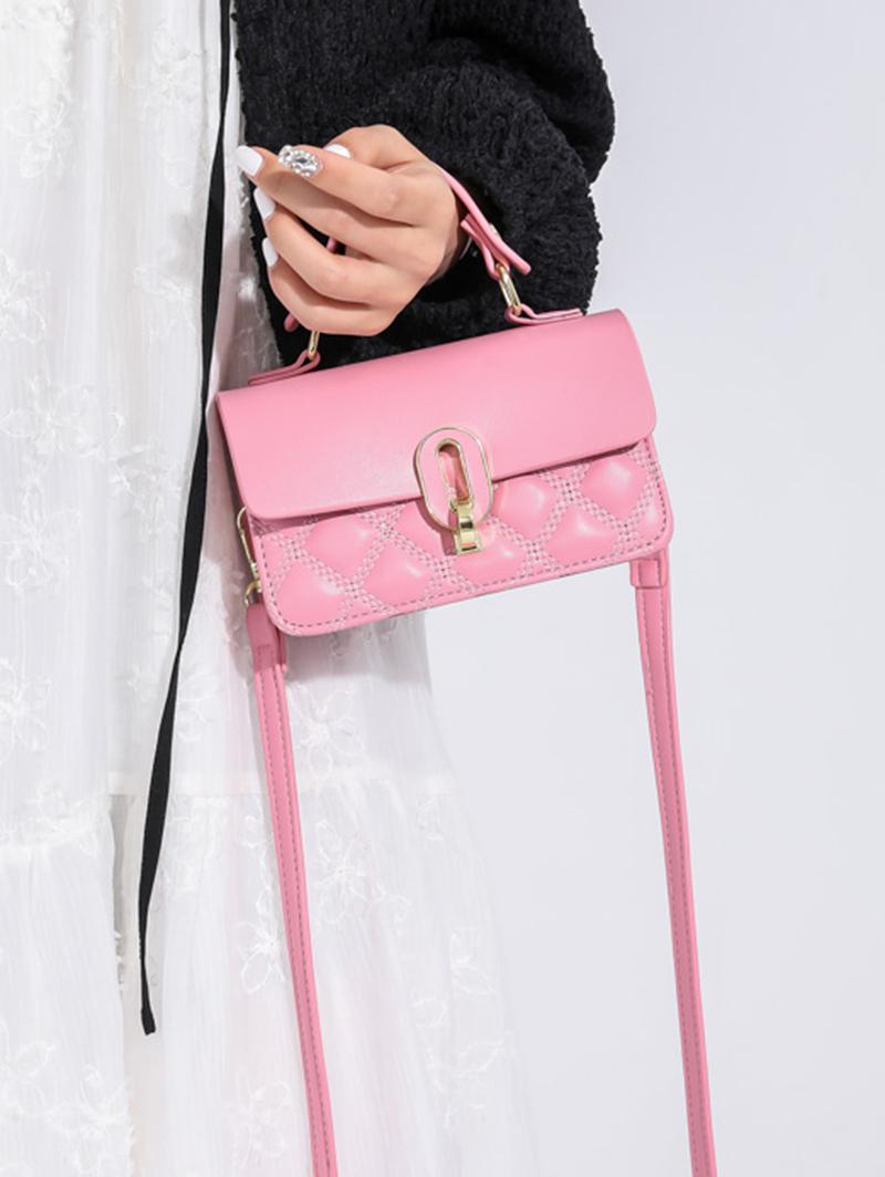 Women's Fashion Solid Color Daily Mini Topstitching Design Top Handle Crossbody Shoulder Flap Bag