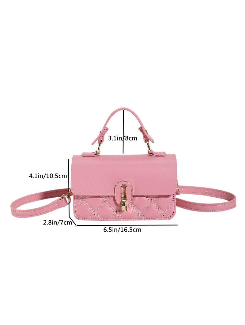 Women's Fashion Solid Color Daily Mini Topstitching Design Top Handle Crossbody Shoulder Flap Bag