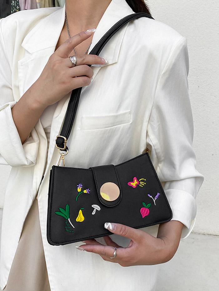 Floral Butterfly Embroidery Crossbody Bag