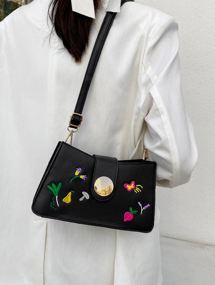 Floral Butterfly Embroidery Crossbody Bag