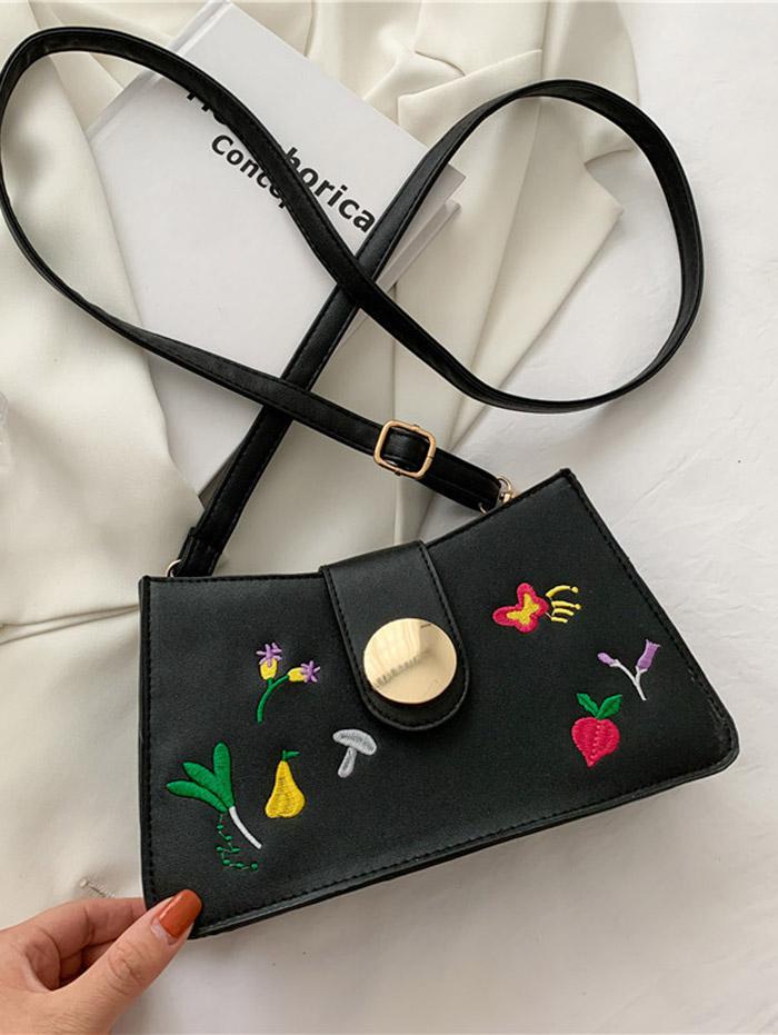 Floral Butterfly Embroidery Crossbody Bag