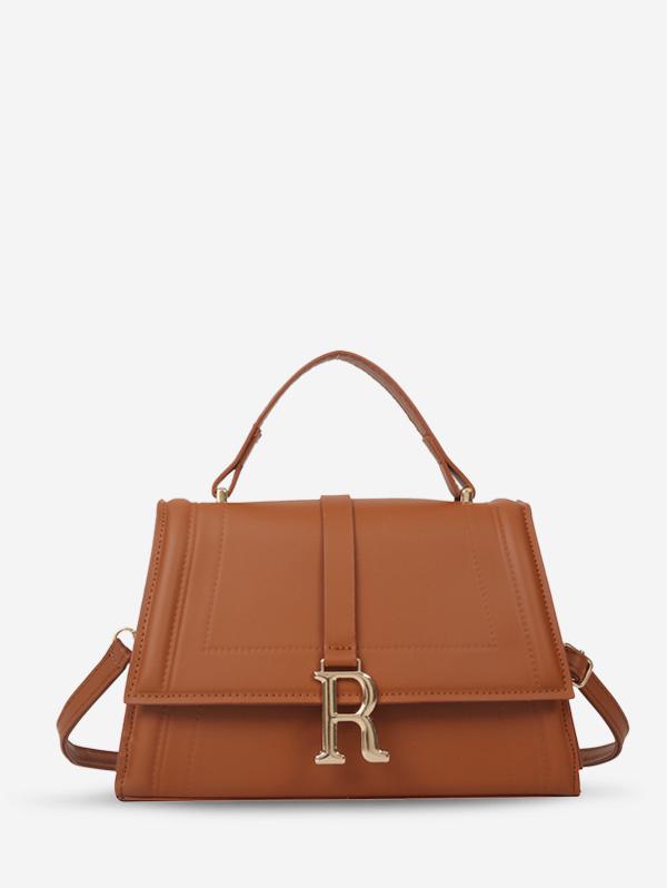 Colorful Letter Metal Panel Flap Crossbody Tote Bag