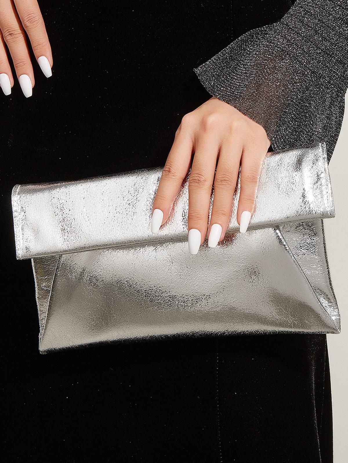 Women's Fashion Daily Evening Metallic Envelope Clutch Bag Crossbody Bag