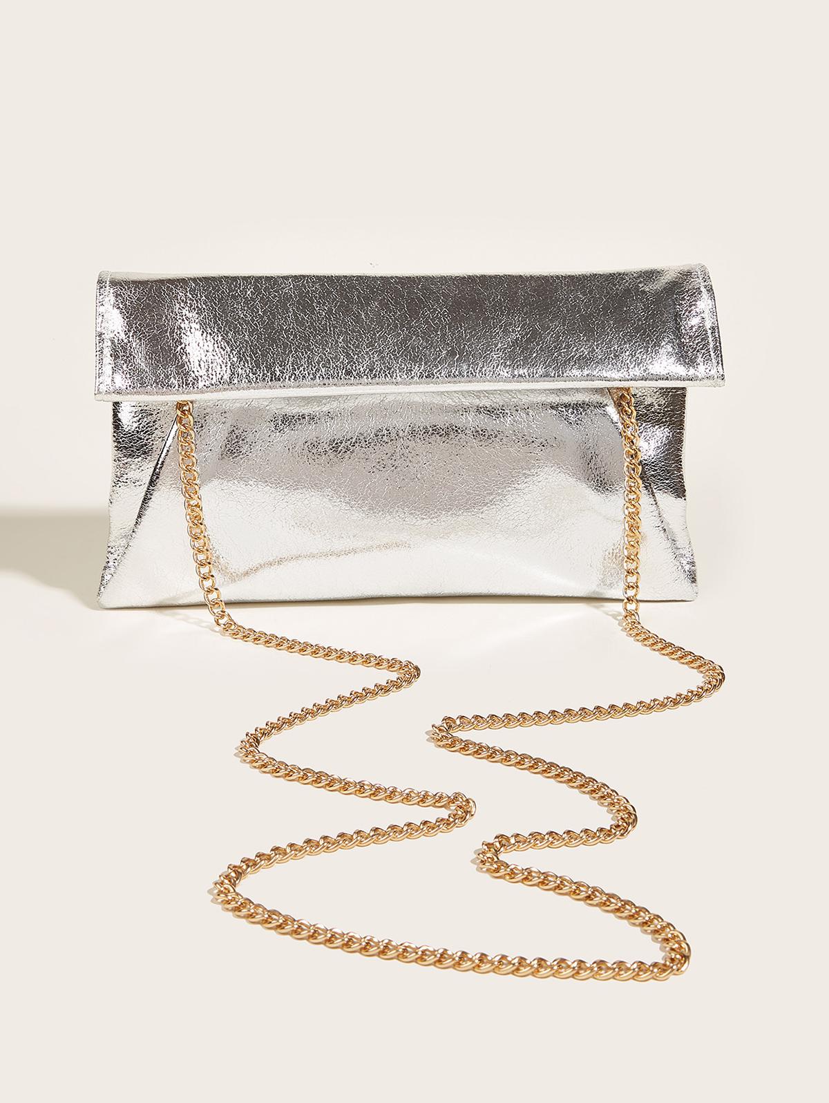 Women's Fashion Daily Evening Metallic Envelope Clutch Bag Crossbody Bag