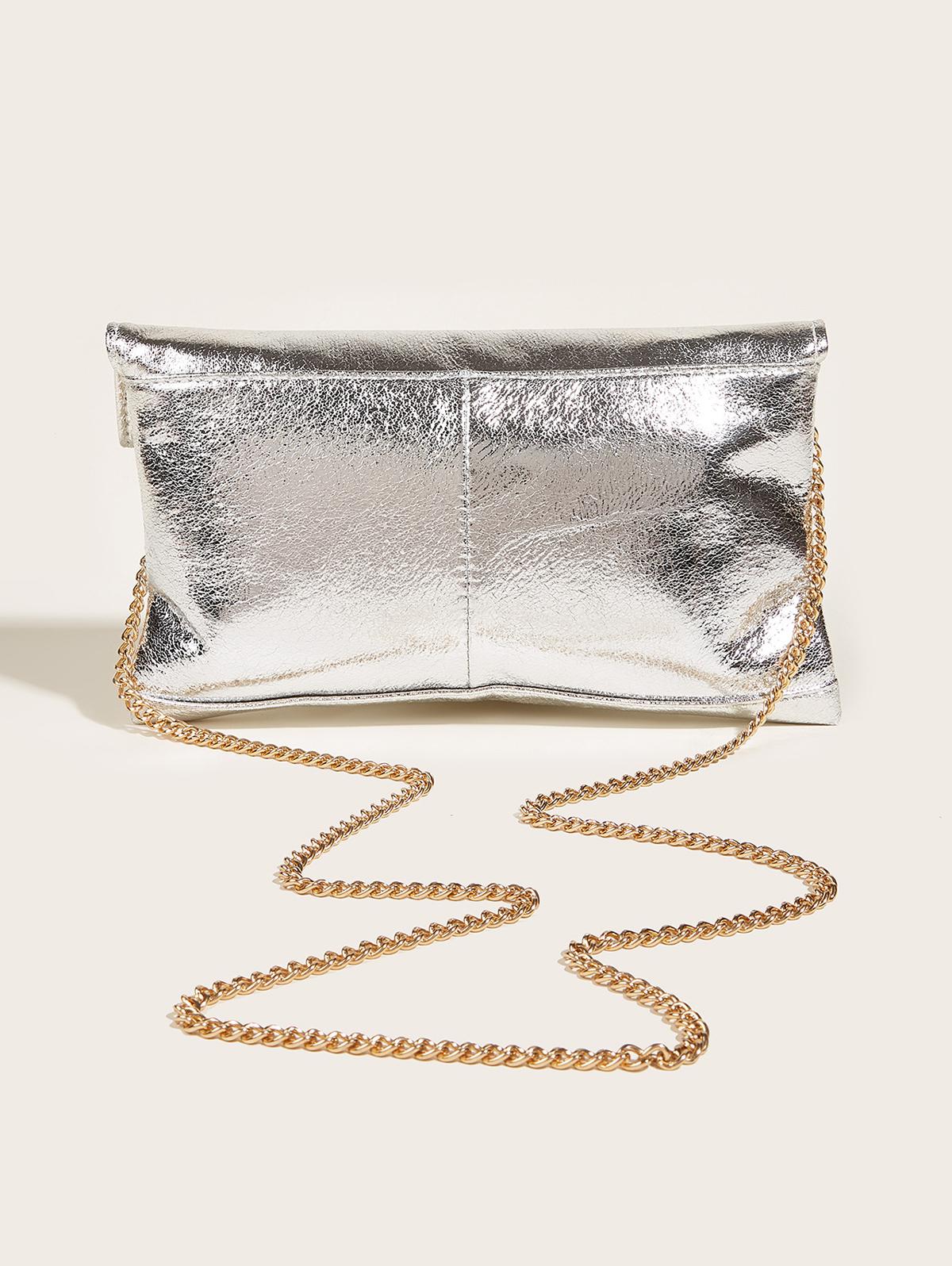 Women's Fashion Daily Evening Metallic Envelope Clutch Bag Crossbody Bag