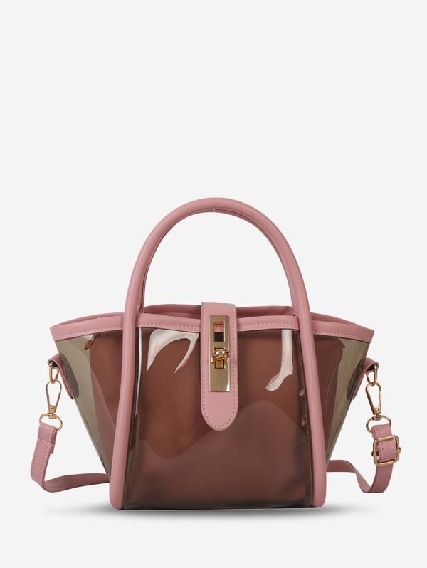 Transparent Jelly Crossbody Bag with Clutch Purse
