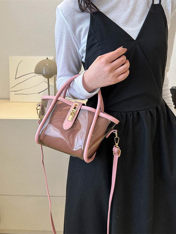 Transparent Jelly Crossbody Bag with Clutch Purse