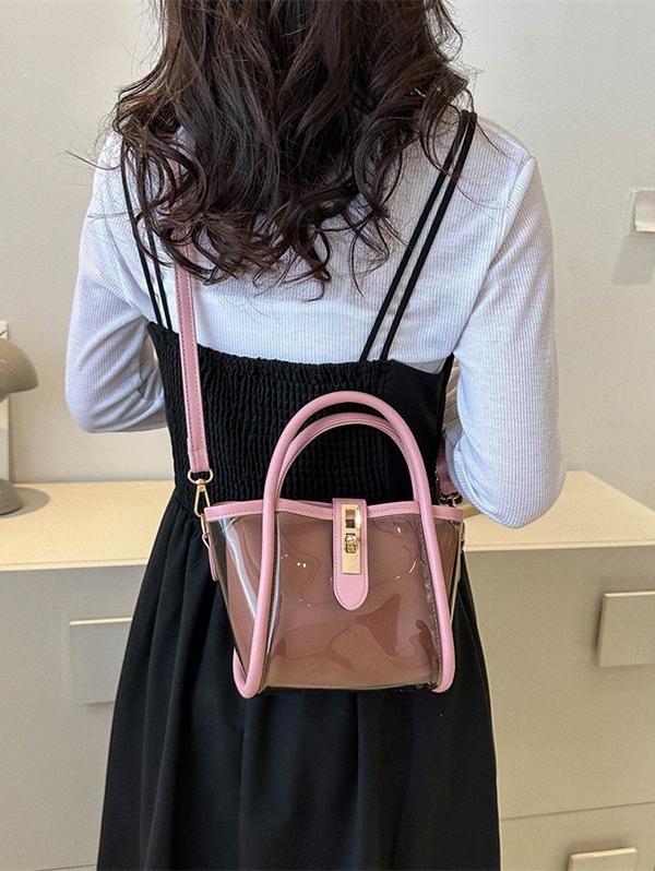 Transparent Jelly Crossbody Bag with Clutch Purse