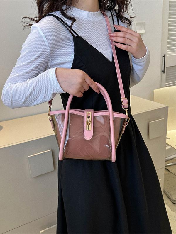 Transparent Jelly Crossbody Bag with Clutch Purse