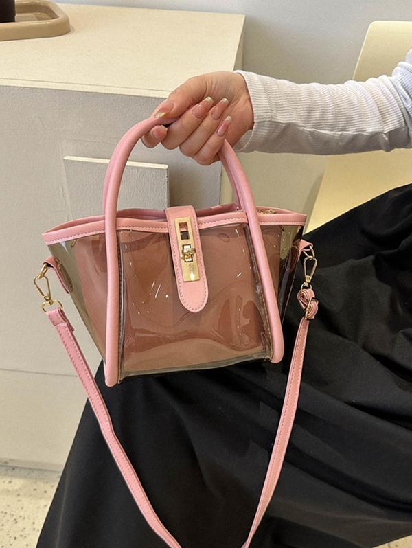 Transparent Jelly Crossbody Bag with Clutch Purse