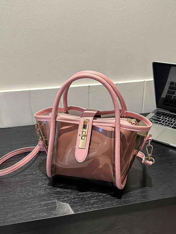 Transparent Jelly Crossbody Bag with Clutch Purse