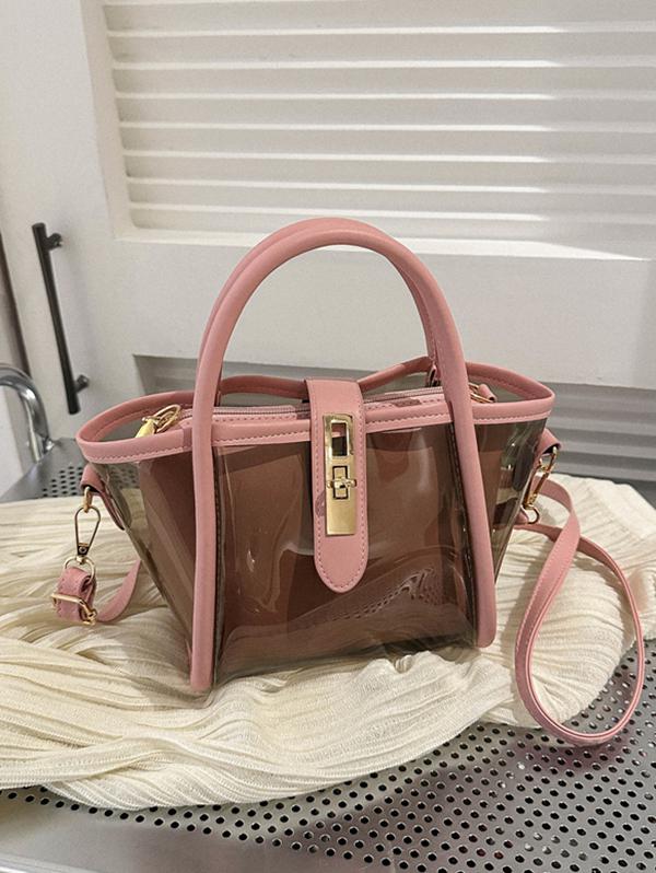 Transparent Jelly Crossbody Bag with Clutch Purse