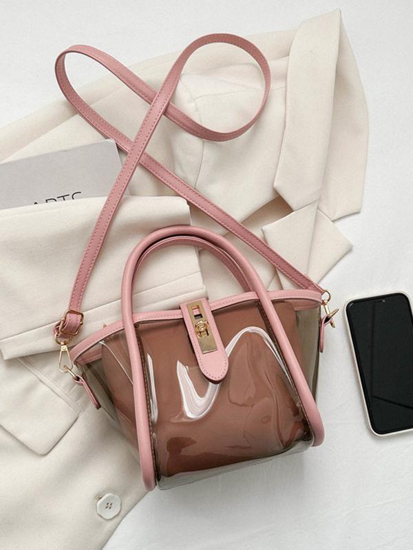 Transparent Jelly Crossbody Bag with Clutch Purse