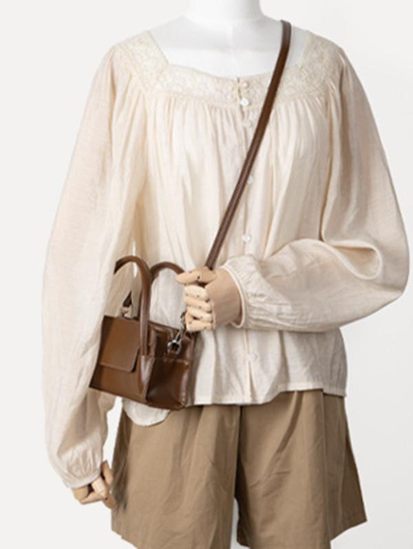 Women's Daily Solid Color Retro Rectangle Boxy Handbag Crossbody Bag