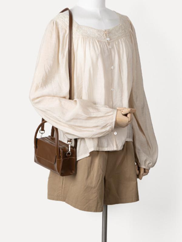 Women's Daily Solid Color Retro Rectangle Boxy Handbag Crossbody Bag
