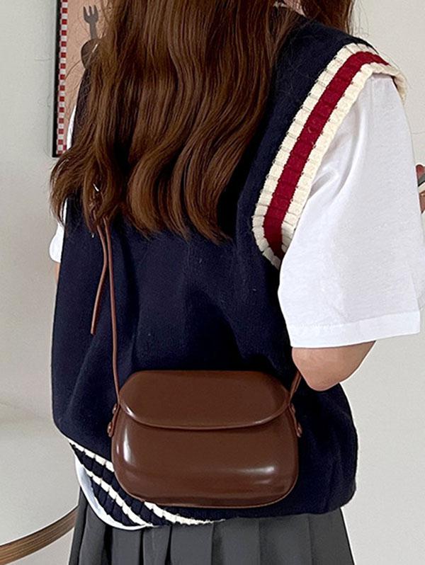 Women's Daily Solid Color Flap Puffer Saddle Crossbody Bag