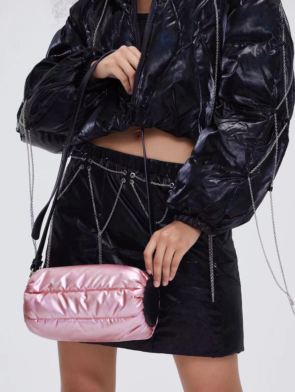 Women's Daily Fashion Padded Quilted Puffer Design Pillow Shape Crossbody Bag