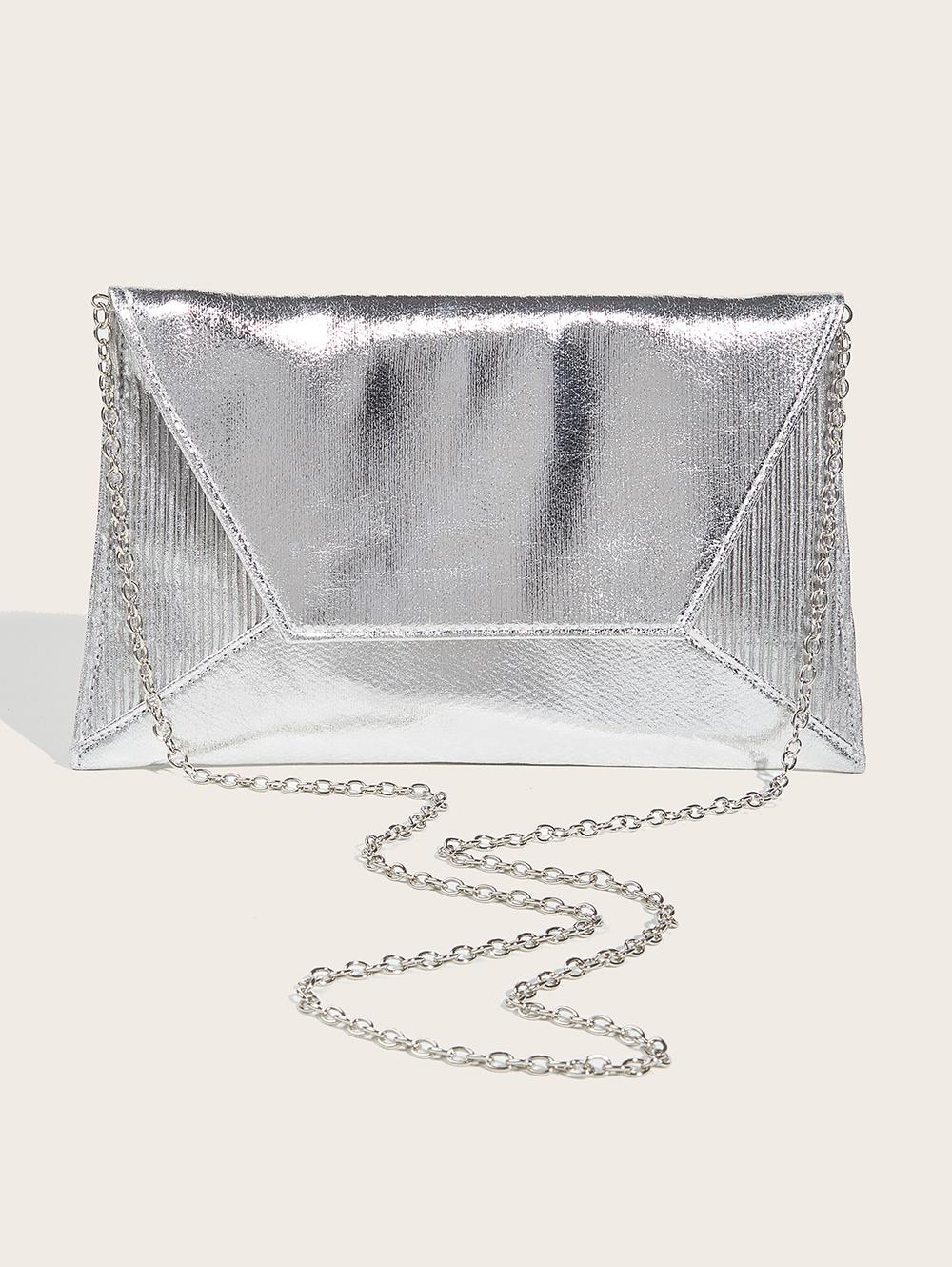 Women's Glitter Metallic Color Evening Party Envelope Clutch Bag