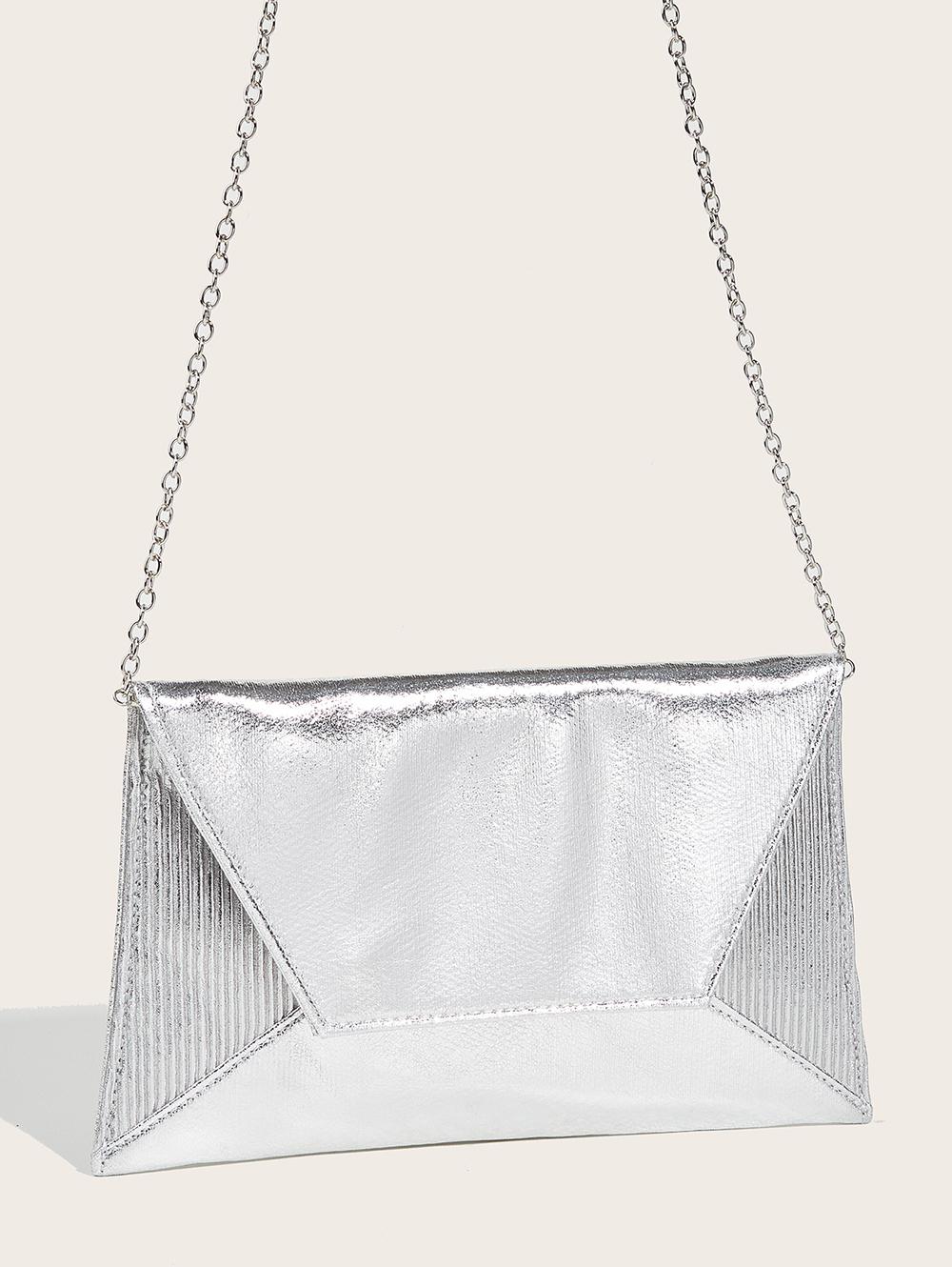 Women's Glitter Metallic Color Evening Party Envelope Clutch Bag
