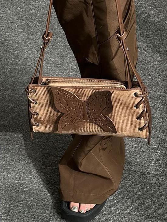 Women's Retro Y2K Butterfly Lace-up Shoulder Bag