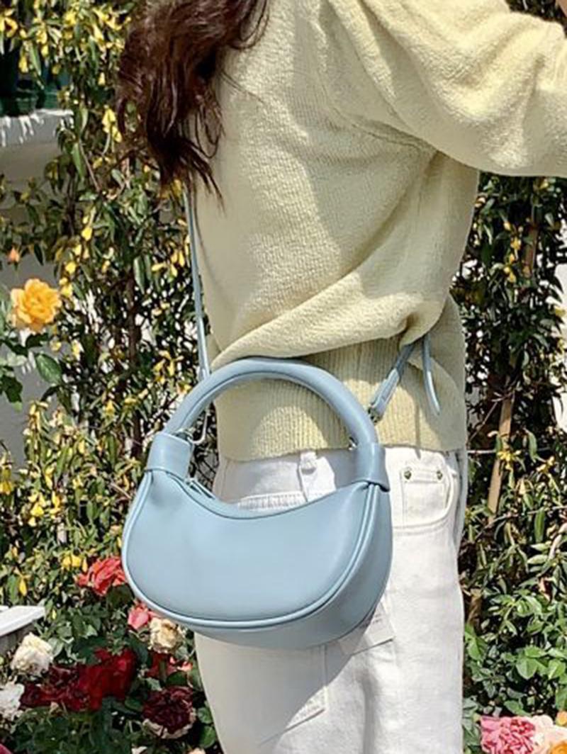 Women's Fashion Daily Solid Color Top Handle Crescent Half Moon Shoulder Crossbody Bag
