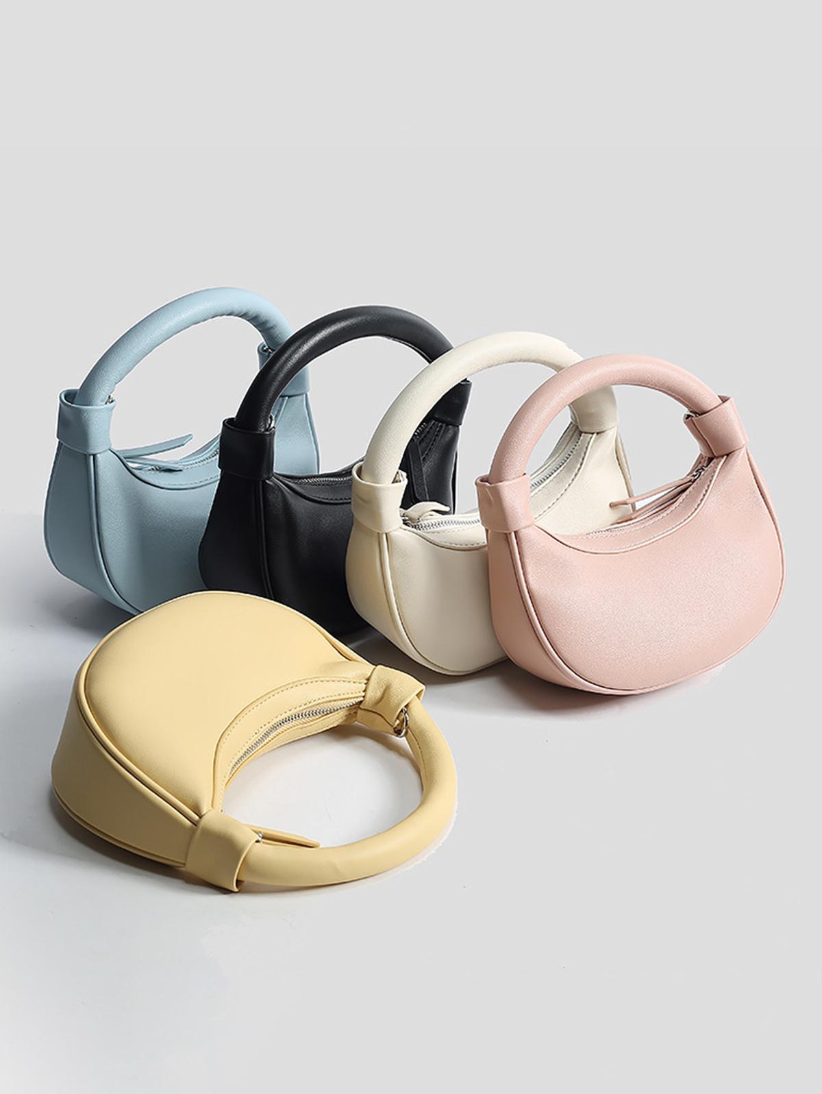 Women's Fashion Daily Solid Color Top Handle Crescent Half Moon Shoulder Crossbody Bag