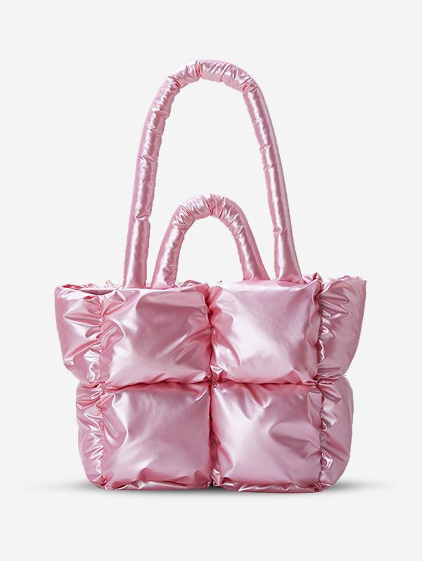 Quilted Design Padded Puffer Tote Bag