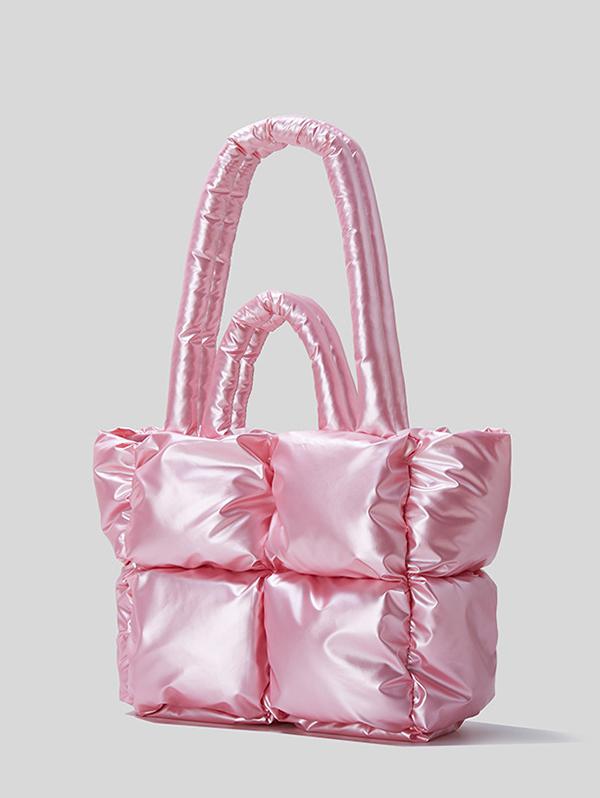 Quilted Design Padded Puffer Tote Bag