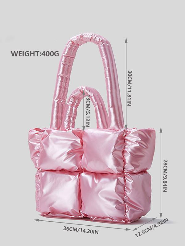 Quilted Design Padded Puffer Tote Bag