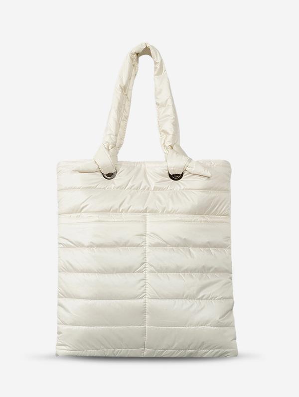 Women's Simple Style Winter Down Puffer High Capacity Portable Tote Bag