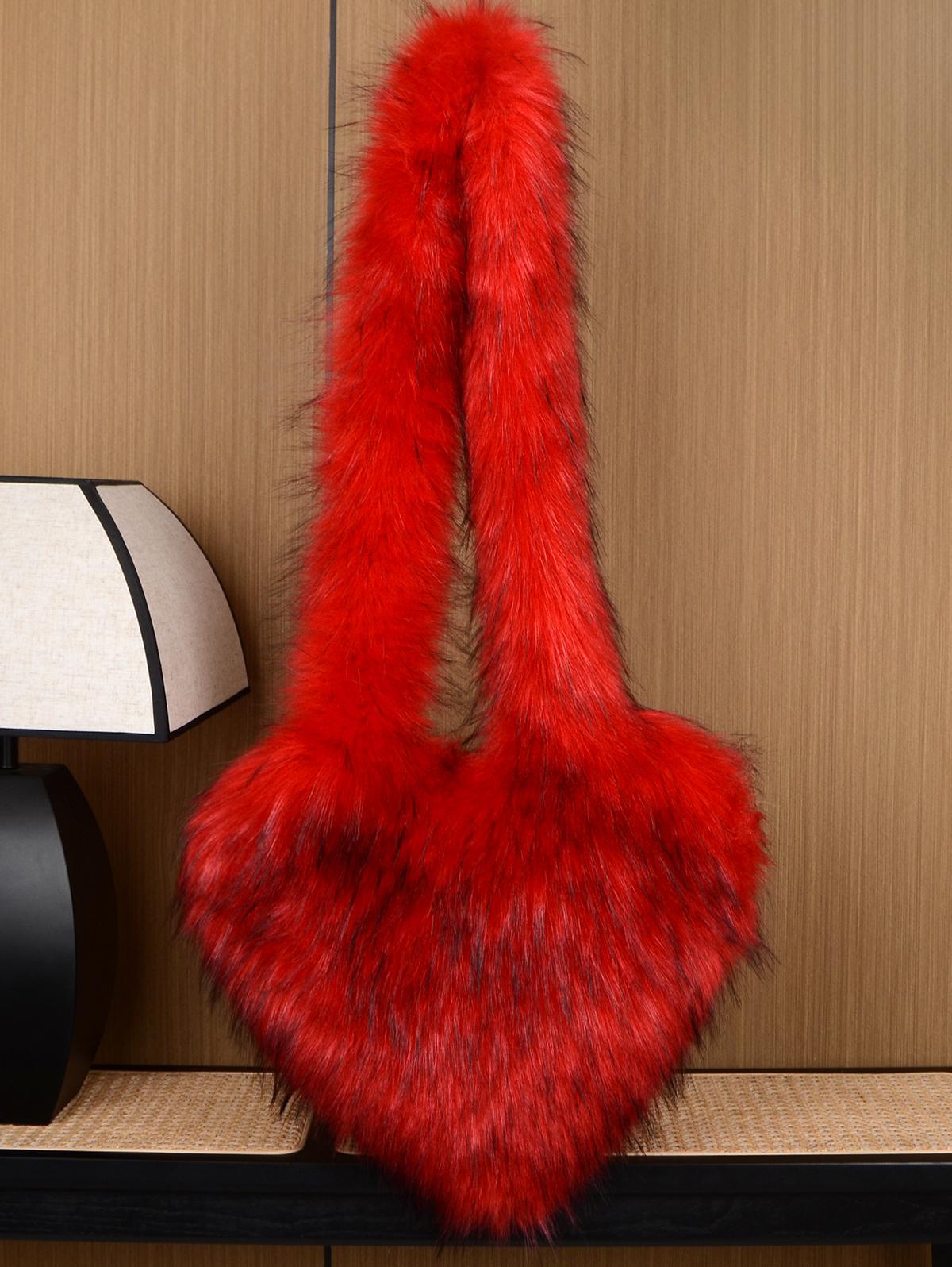 Women's Y2K Style Heart Shape Fluffy Faux Fur High Capacity Oversized Crossbody Bag