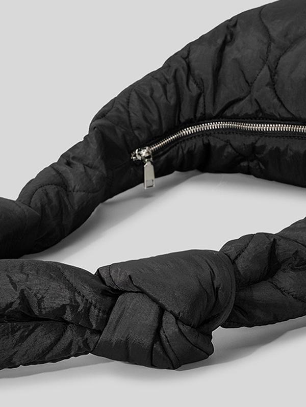 Women's Solid Color High Capacity Knot Strap Argyle Puffer Quilted Padded Shoulder Hobo Bag