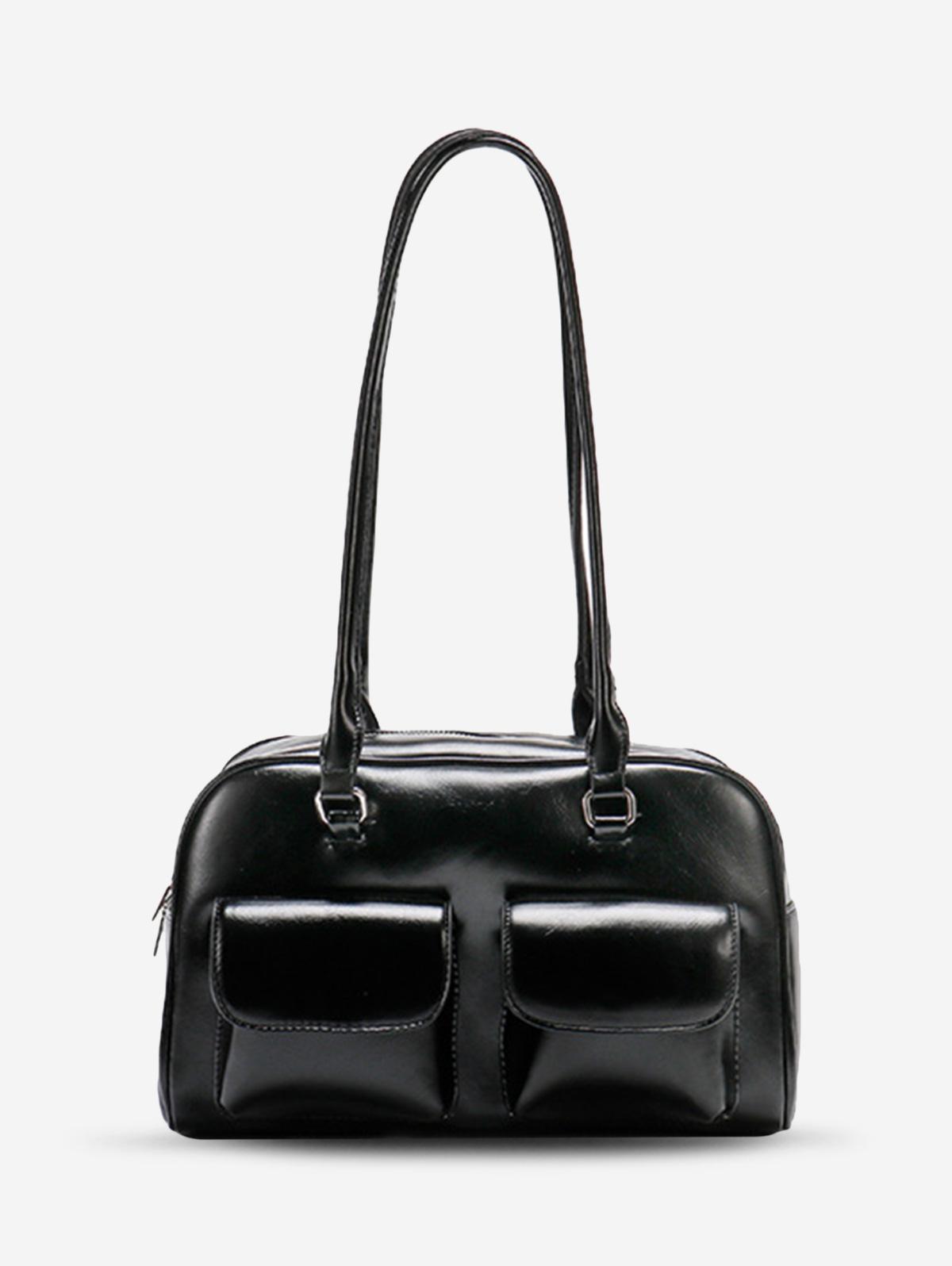 Women's Retro Style Daily Office Solid Color Multi-pocket Bowling Underarm Shoulder Bag