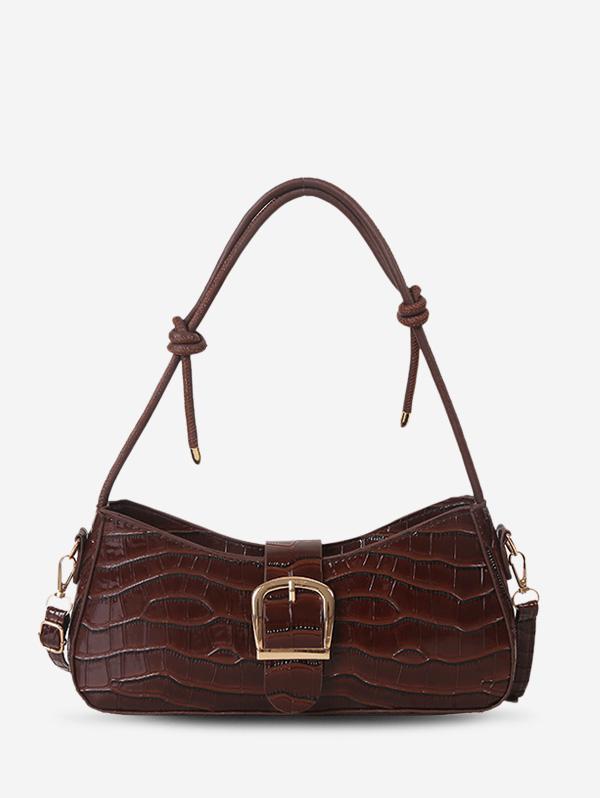 Embossed Buckle Shoulder Bag